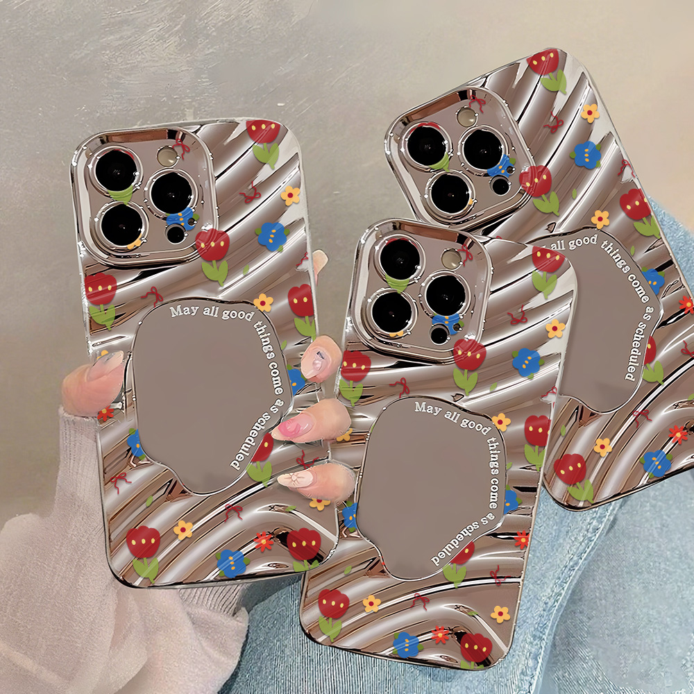 Silver Pattern Mirror Phone Ca - Phone Cases Girly 评论和价格